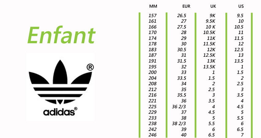 Guide taille 2025 chaussure adidas femme